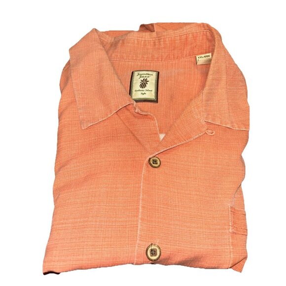 Jamaica Jaxx Men’s Shirt Size XXL Coral Silk Button Up Tropical Hawaiian Pocket - Picture 5 of 8